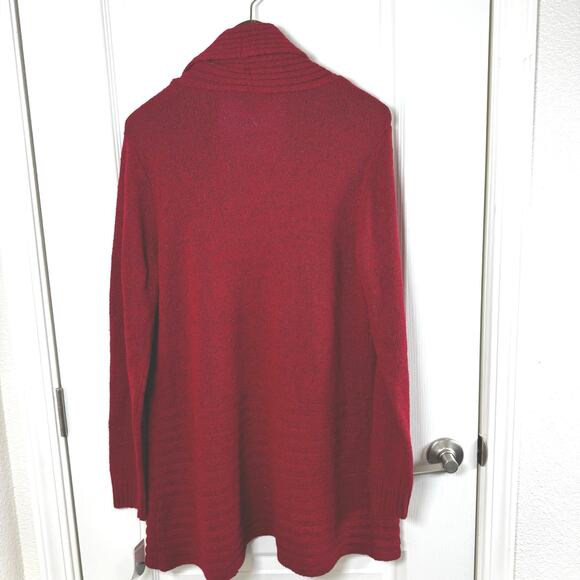 NWT AB Studio Red Open Front Cardigan Mid Length Shawl Color Women’s XL Sparkly - Picture 2 of 9